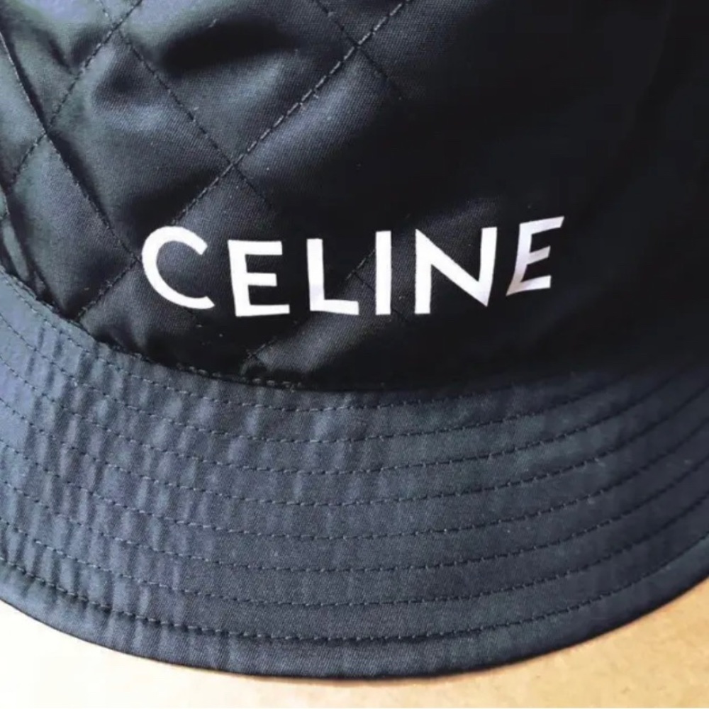 CELINE Unisex Street Style Quilting Bucket Wide-brimmed Hat Black/Orange Size M - Picture 5 of 8
